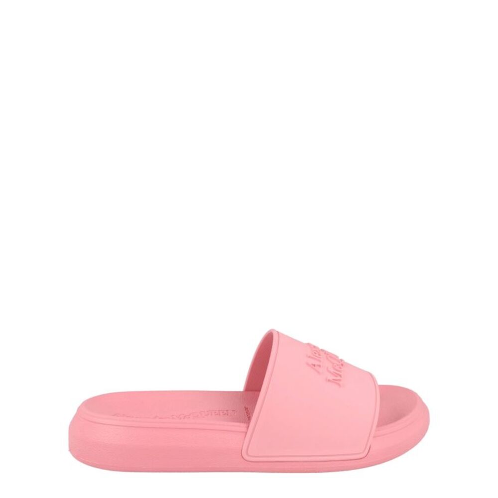 Alexander McQueen Embossed Logo Slides Pink Womens